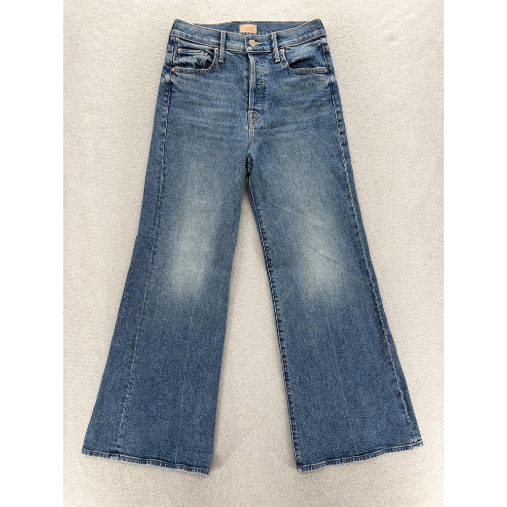 Mother The Tomcat Roller Wide Leg Jeans Womens 28 Blue Wash High Rise Stretch